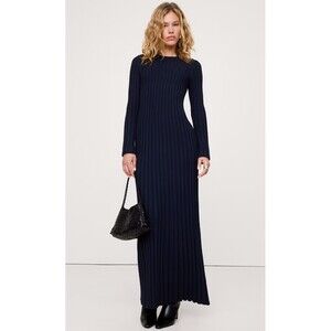 Banana Republic Petite S Sculpted Ribbed Maxi Dress Navy Blue